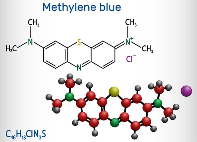Photo of methylene blue chemical formula